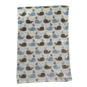 Trend Lab Blue Gray White Whale Fish Baby Kids Soft Security Lovey Blanket